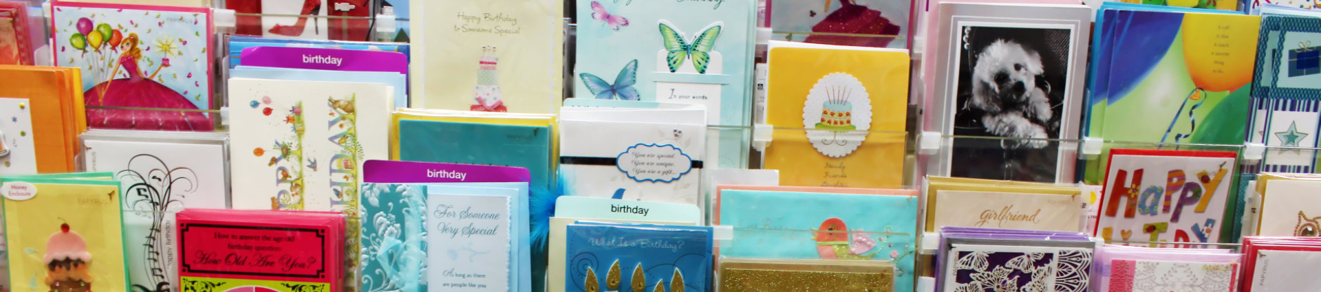 Greeting cards on display